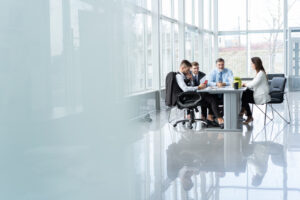 Businesspeople discussing together in conference room during meeting at office